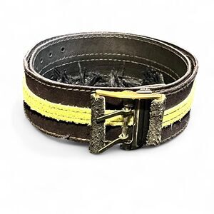 Vintage 80’s Black Lime Green Suede Belt Sz 30